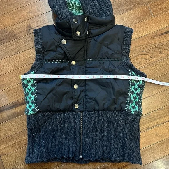 Free people size small wool and sweater puffer vest fair isle detail - Picture 12 of 14